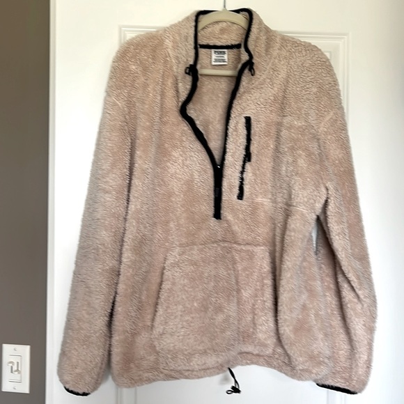Victoria Secret Pink Teddy Sherpa Half Zip Pullover Jacket - Picture 2 of 6